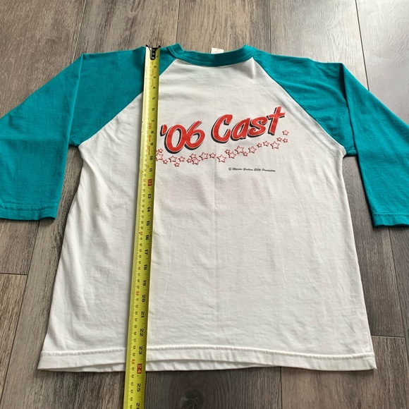 GREASE The Musical ‘06 Cast Baseball-Style Shirt White Teal Blue - Picture 7 of 8